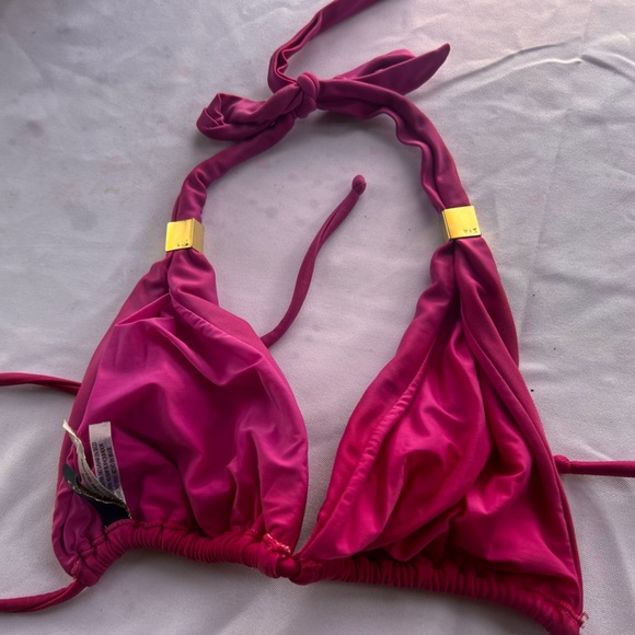 Vix Designer Swim Bia Triangle Bikini Top In Fuchsia M - Picture 3 of 4